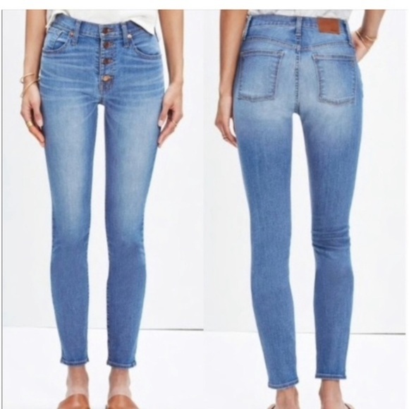 Madewell Women’s 23 9” High Rise Skinny Distressed Button Fly Jeans Light 00 - Picture 3 of 16